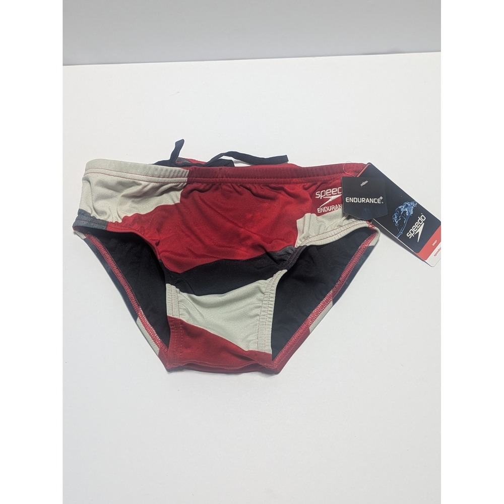 Speedo Mens Endurance+ Glimmer Brief Swimsuit Speedo Red Colorblock 30